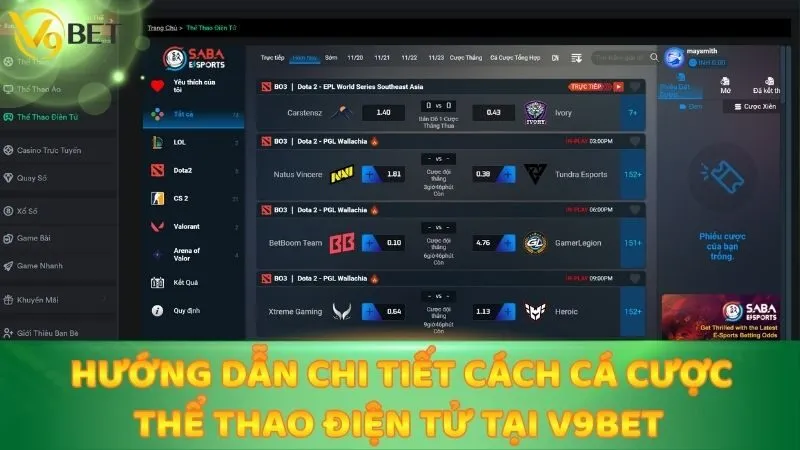 Hướng dẫn chi tiết cách cá cược thể thao điện tử tại V9bet